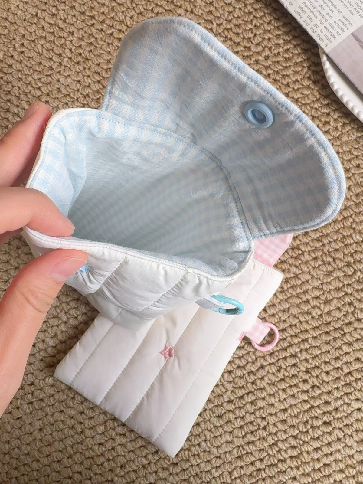 Housse Kindle en coton matelassé avec broderie d'étoiles