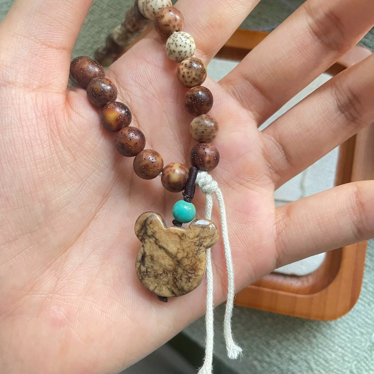 Sunset Gradient Star Moon Bodhi Seed Beaded Strand