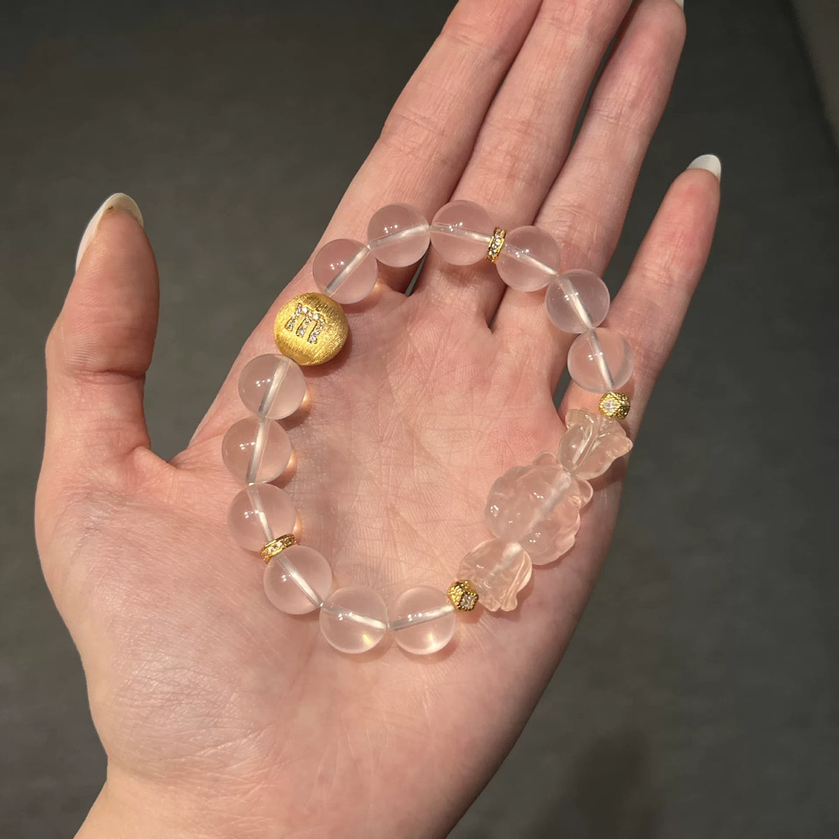 Rosa Kristall Pixiu Armband 10 mm Perlen