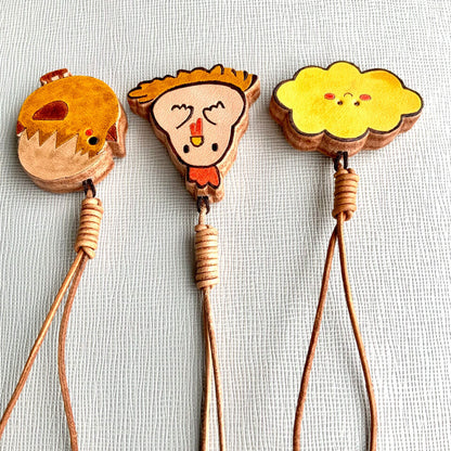 Handcrafted Leather Charm Set with Cartoon Motifs