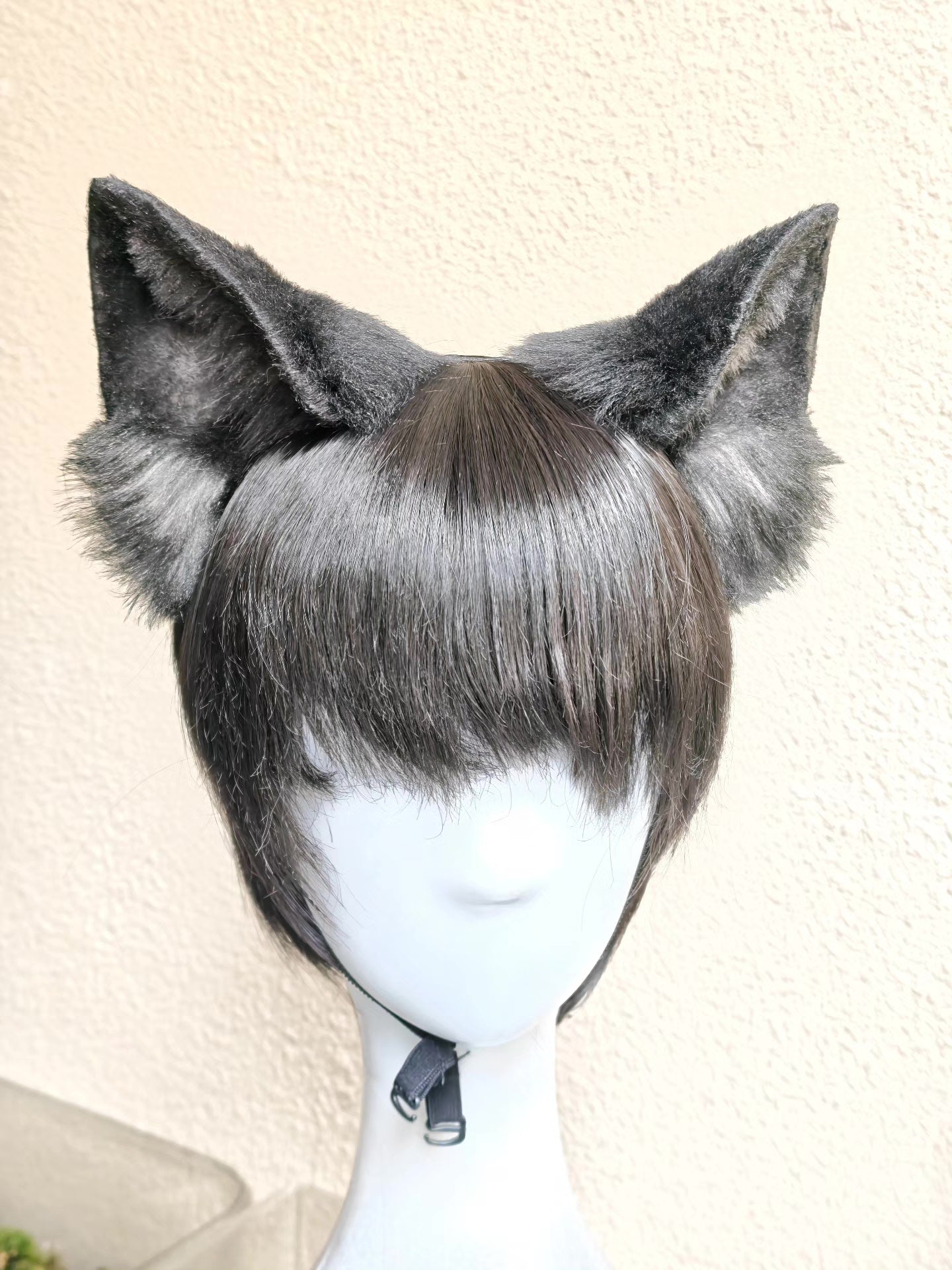 Black and Gray Wolf Ear Headpiece for Cosplay