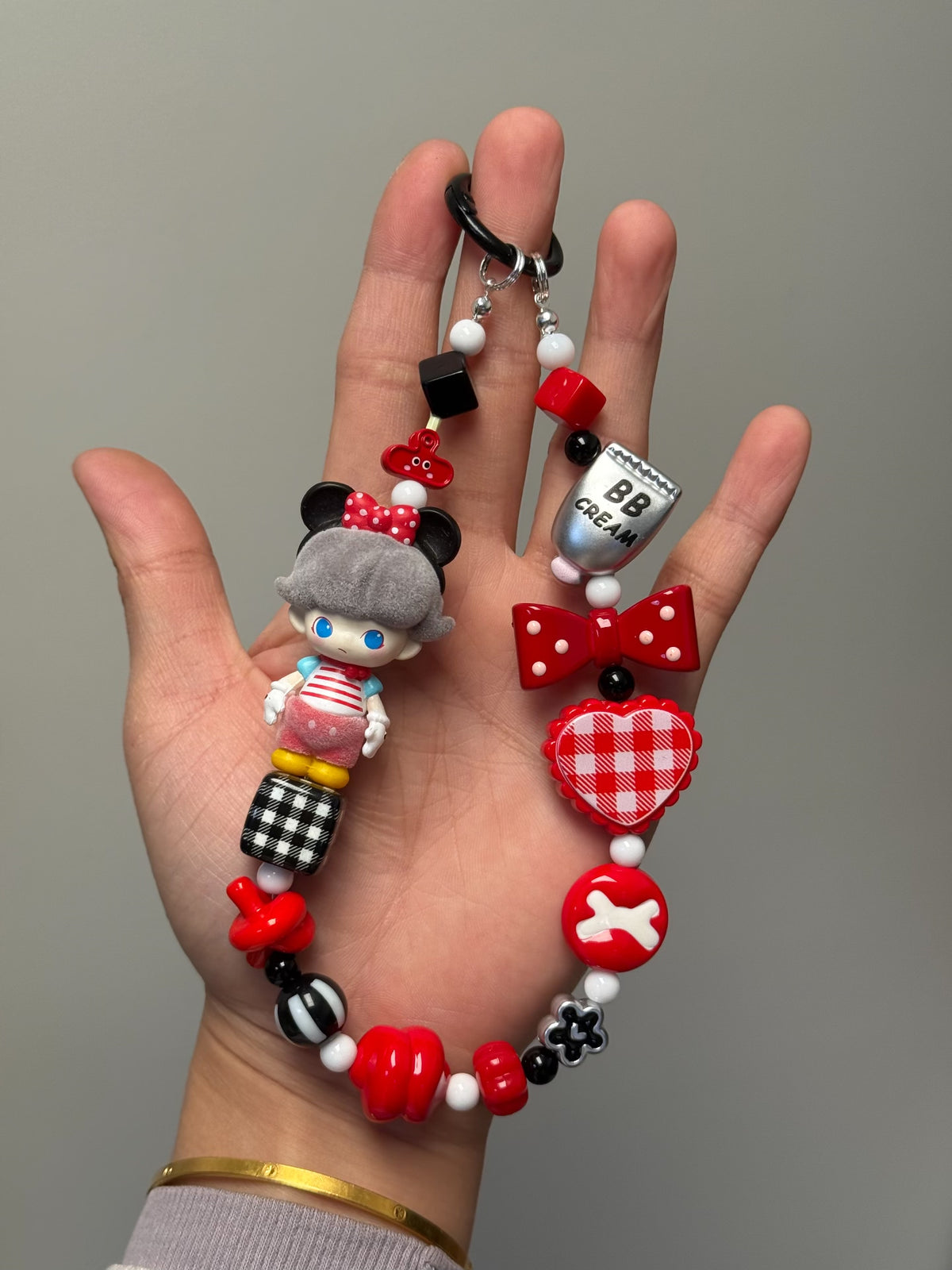 Dimoo Mickey Flocked Beret Phone Charm