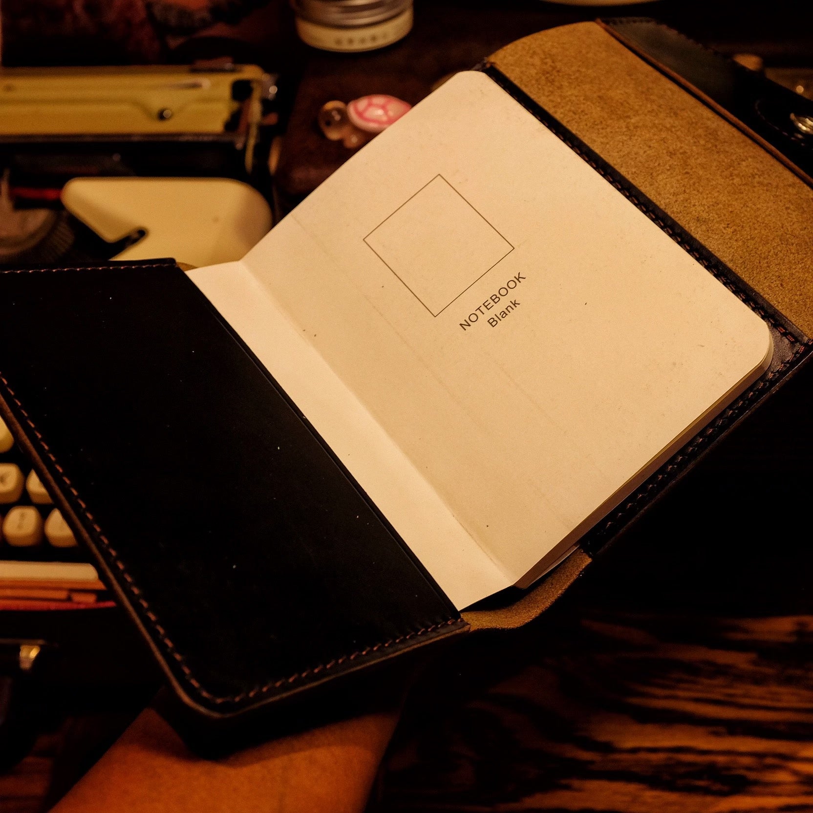 A6 Notebook Cover - Black Horween CXL Leather with Half Dollar Coin Closure