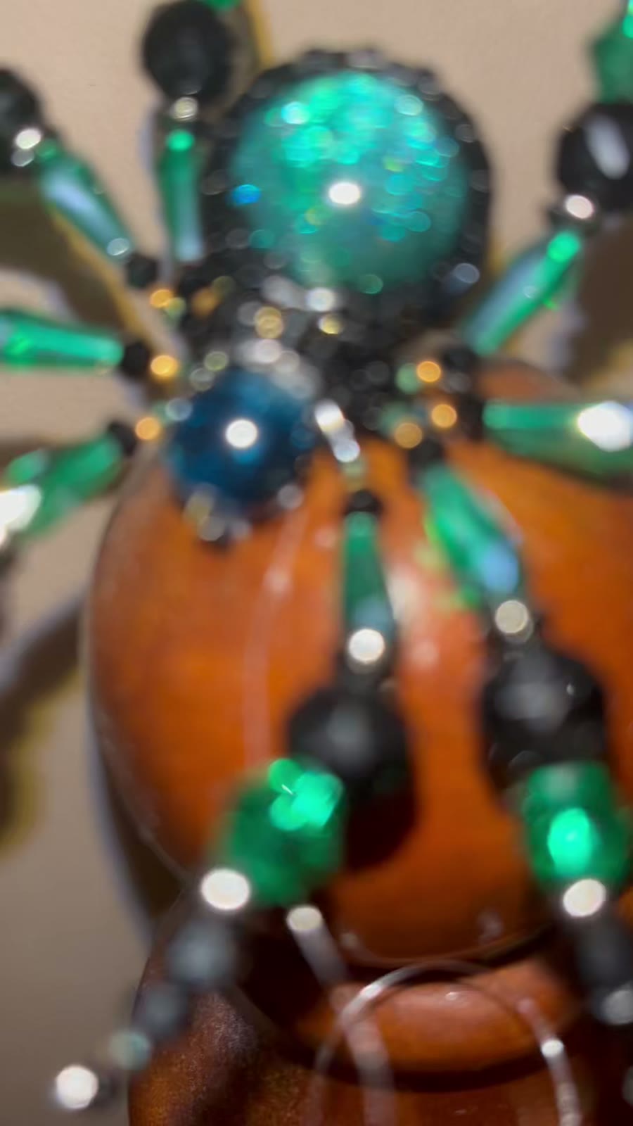 Black and Green Beaded Spider Ornament