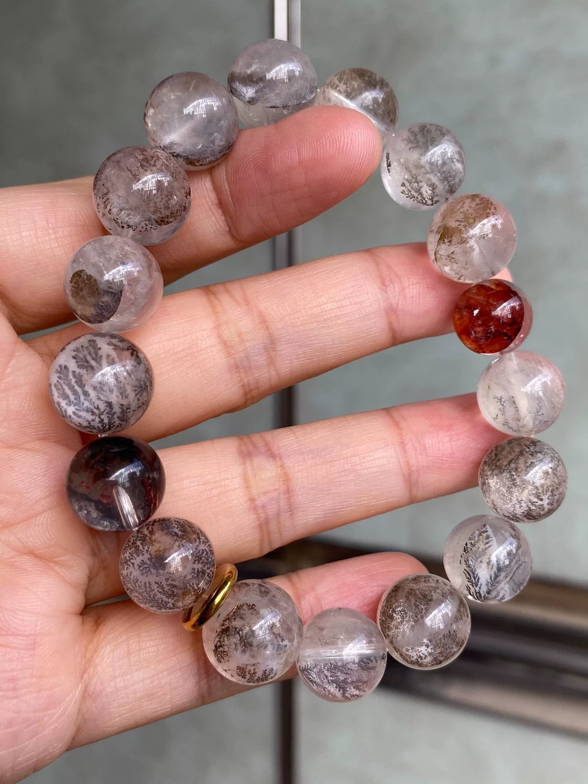 Armband mit Dendritenquarz-Kristallperlen