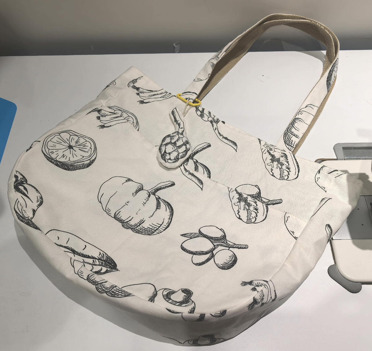 Handmade Canvas Shoulder Bag with Vegetable Print