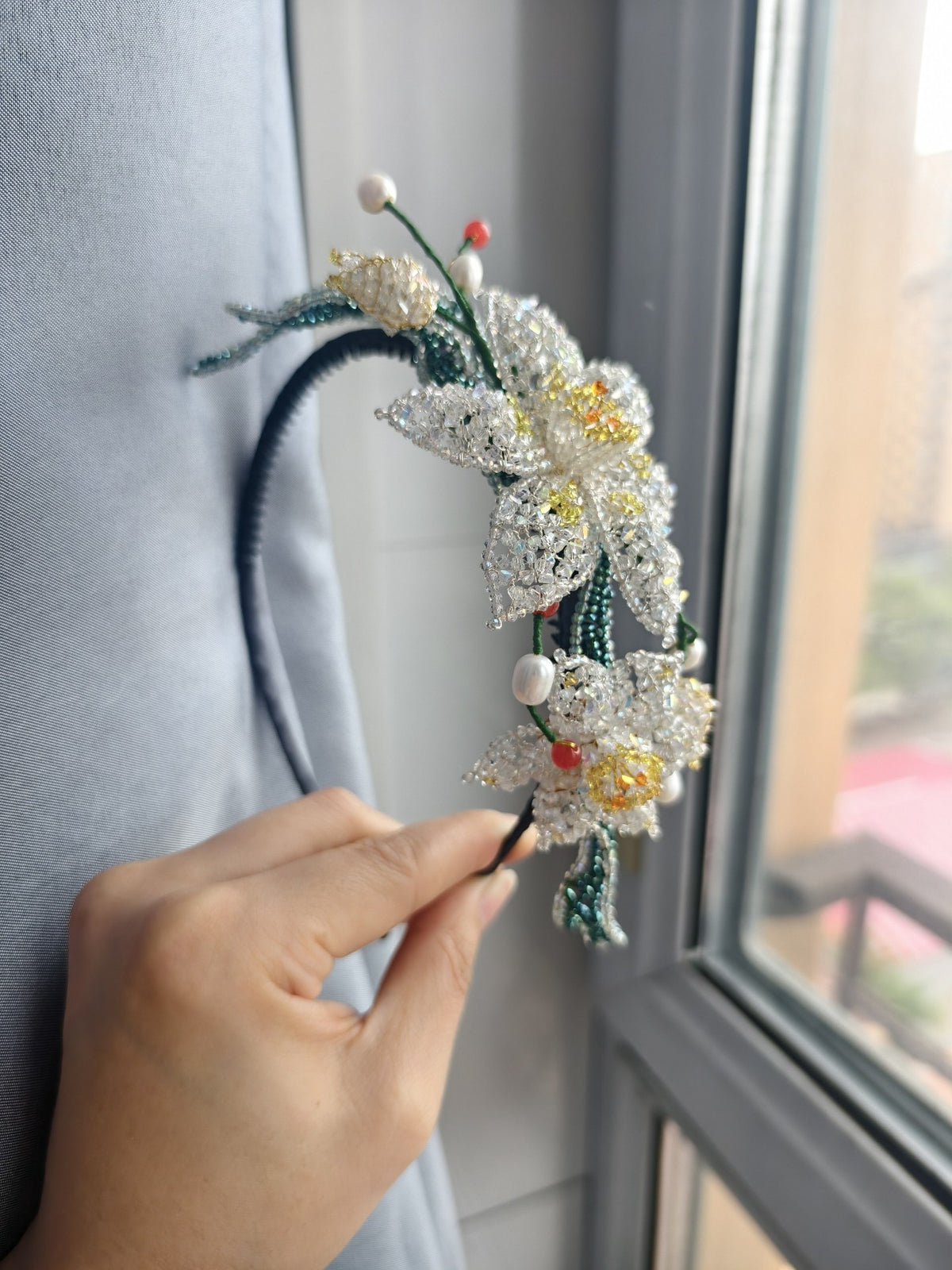 Daffodil Beaded Headband Hair Accessory