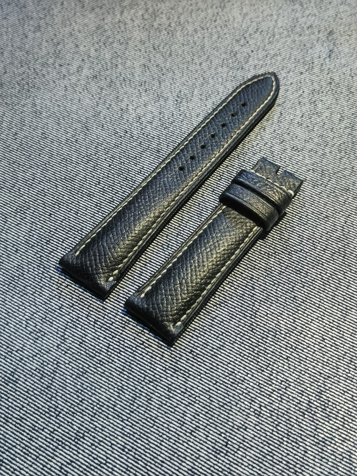 Black Palm Grain Leather Watch Strap