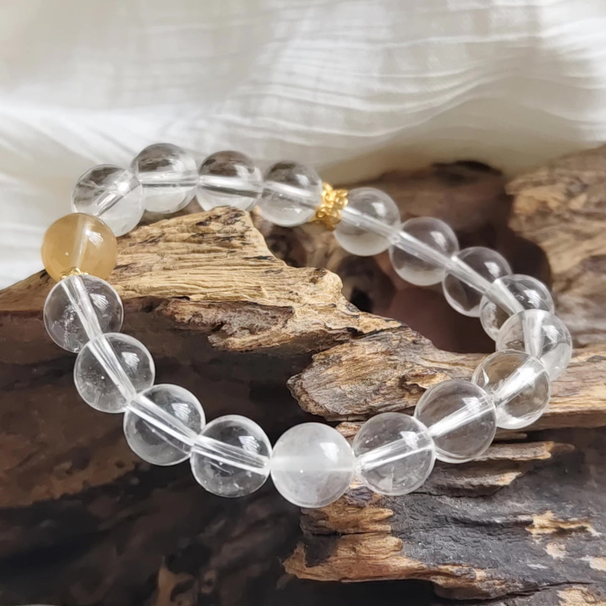 Helder Kwarts Konijnenhaart Zilveren Armband 10mm