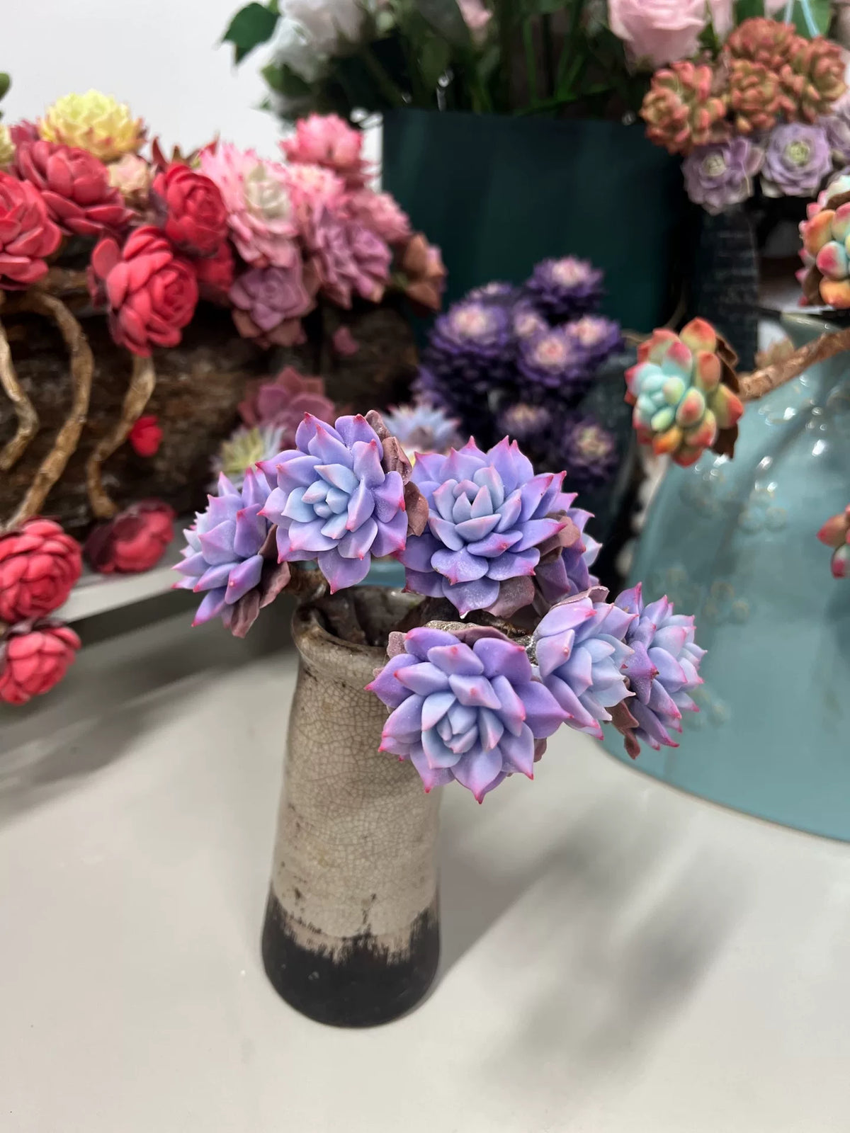 レジンクレイ ブルーパープル 多肉植物の茎