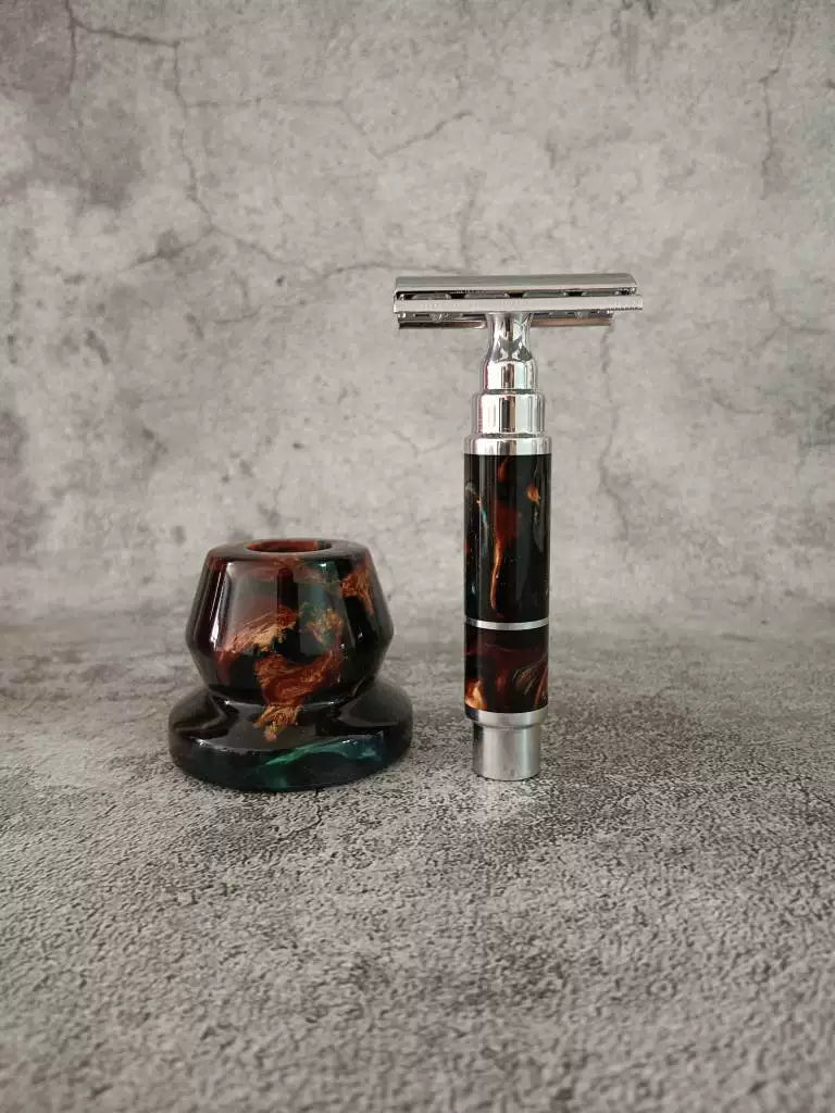 Rasoio manuale stile vintage con impugnatura in resina