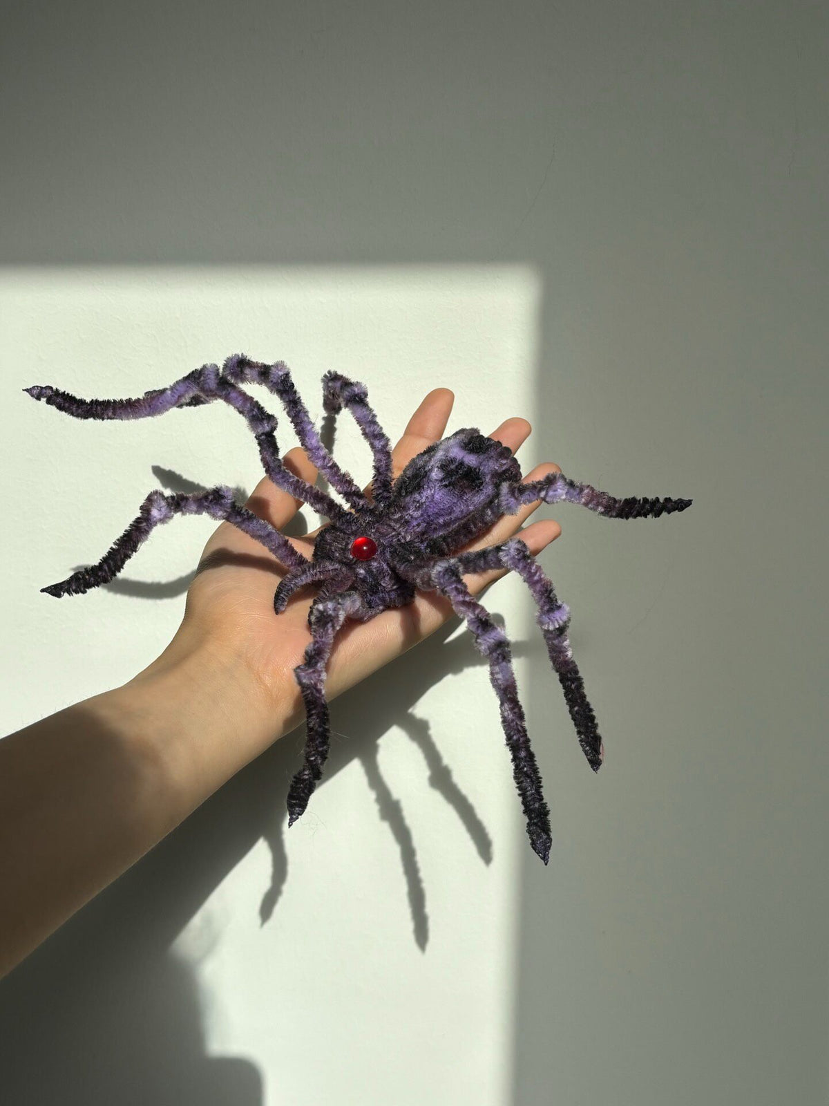 Chenille Spider Plush Poseable Dark Purple