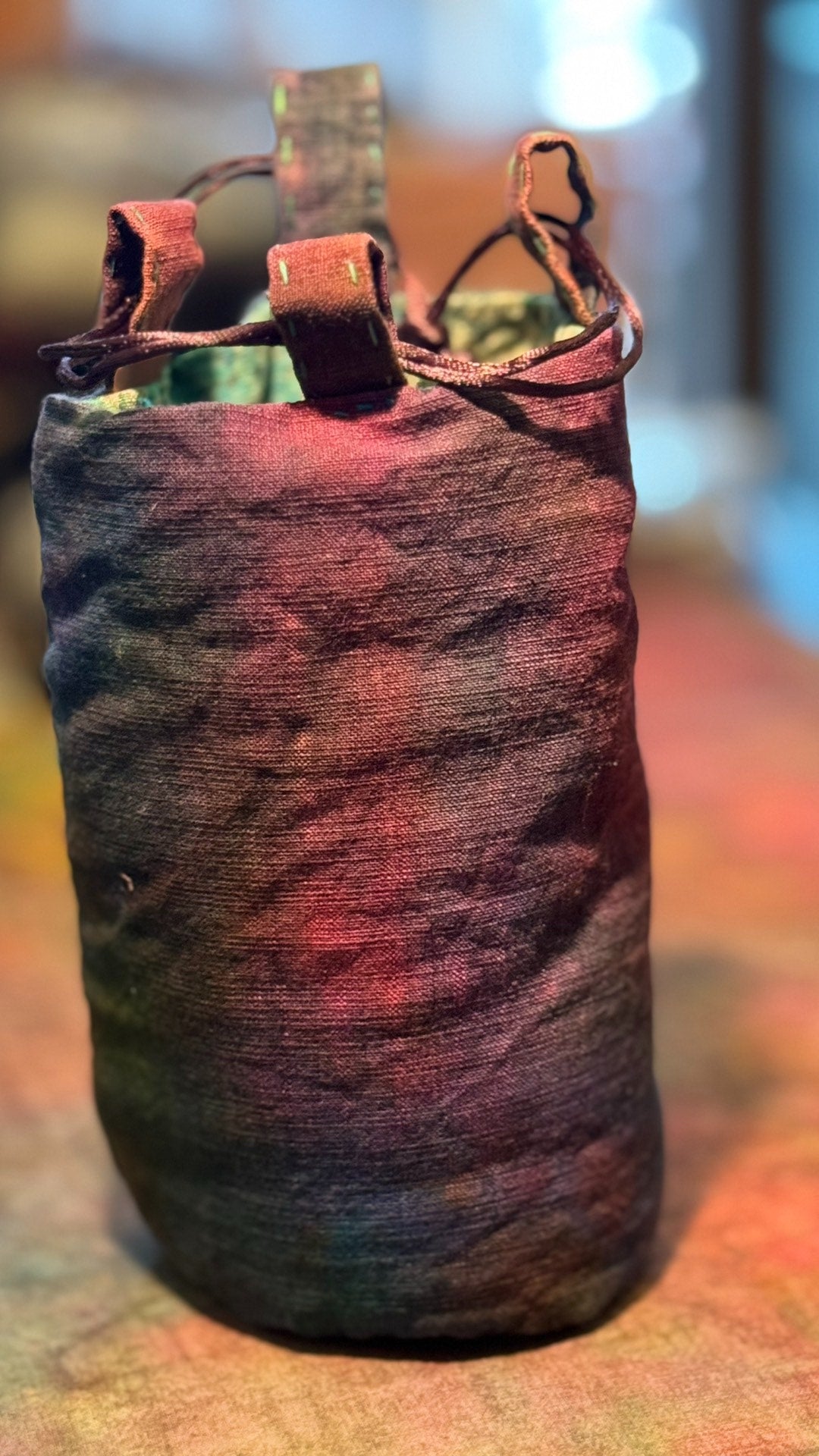 Handwoven Dyed Cylindrical Tea Travel Bag