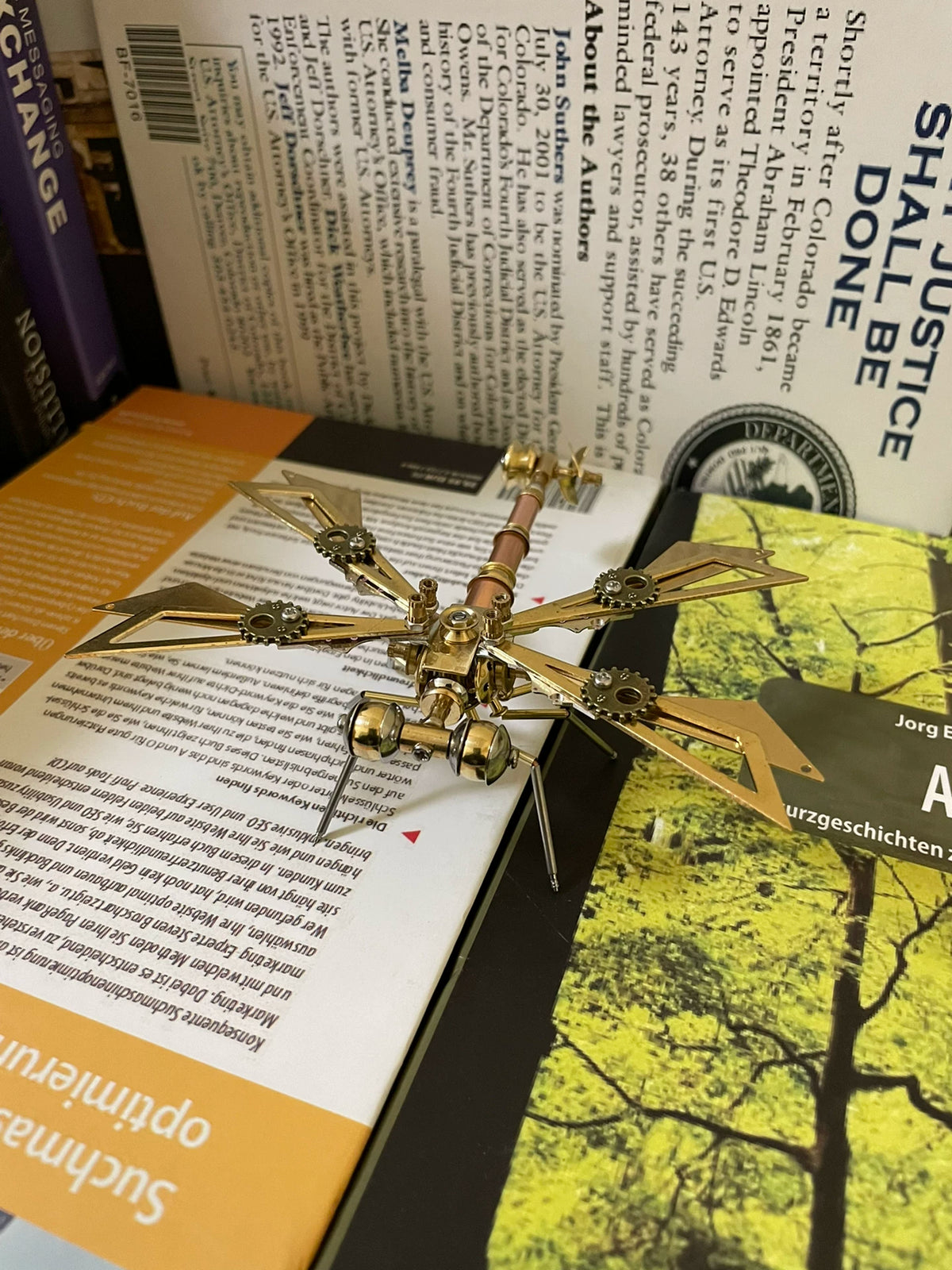 Steampunk Brass Dragonfly Captain Sculpture