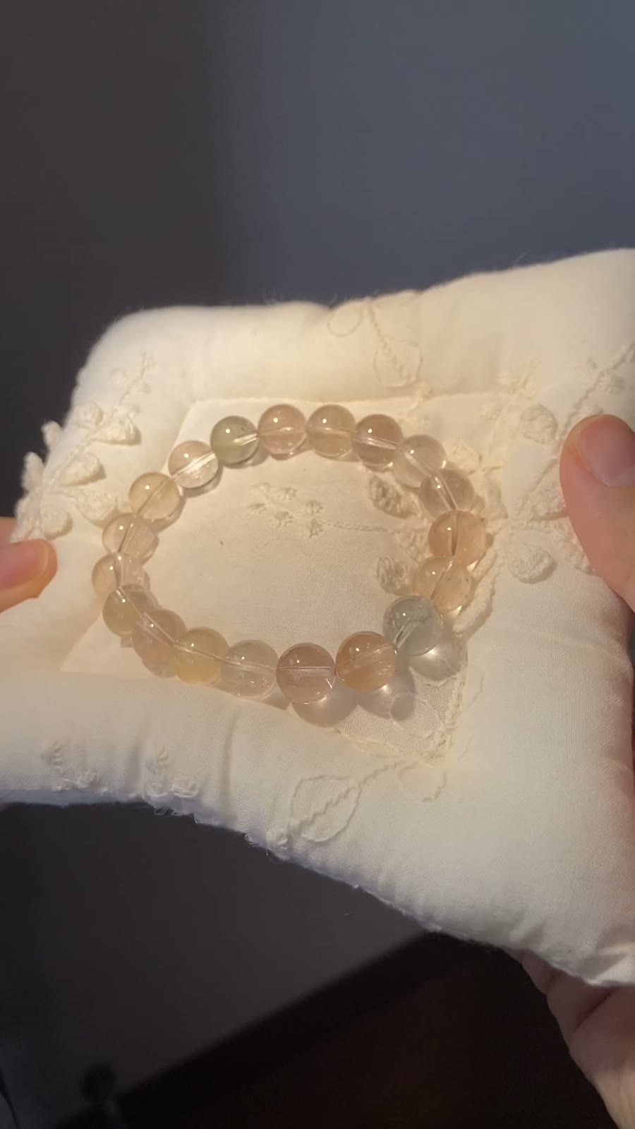 9mm Rabbit Hair Crystal Bead Bracelet