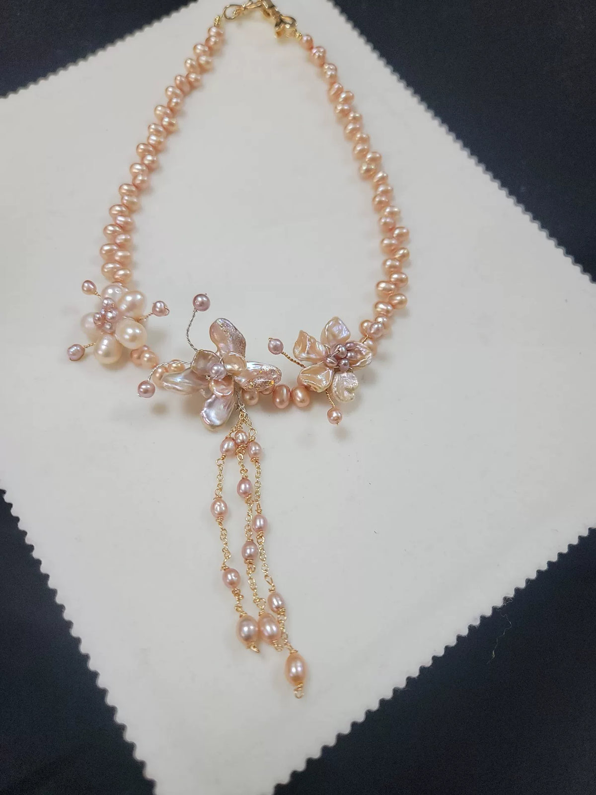 Zonsondergang Roze-Gouden Zoetwaterparel Ketting