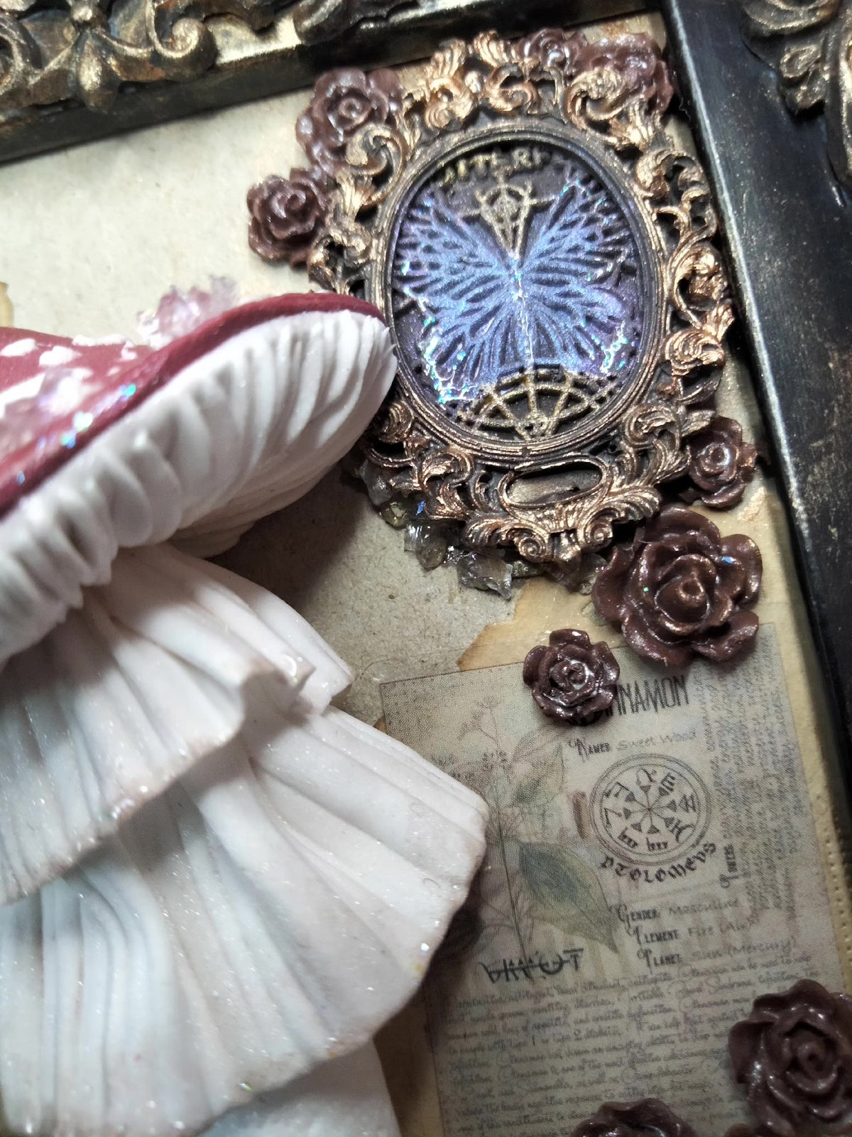 Framed Mushroom Mixed Media Artwork