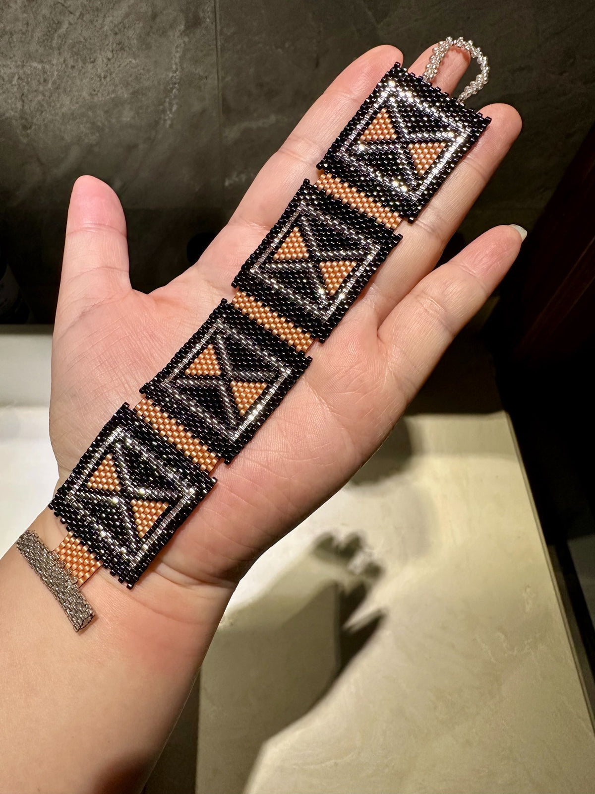 Handcrafted Antique Bead Geometric Bracelet