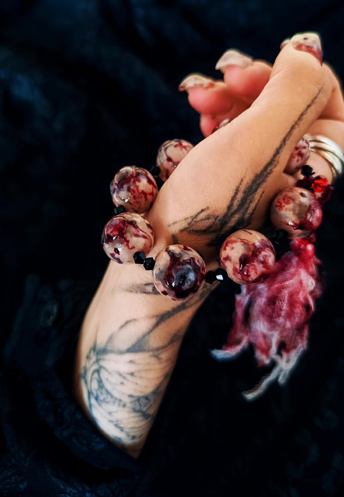 Cthulhu Eyeball Bracelet Bloodshot Beads