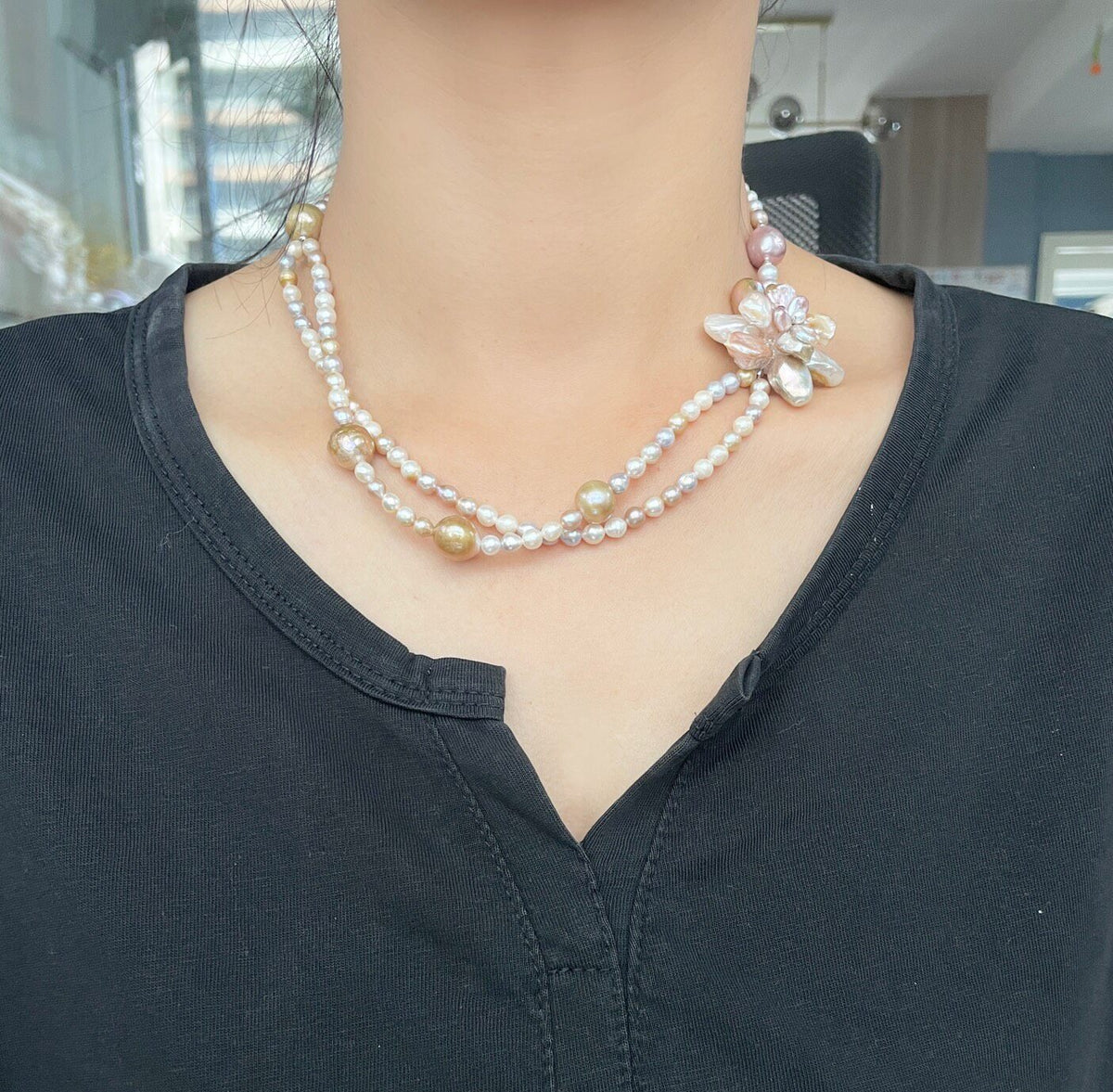 Baroque Pearl Flower Necklace