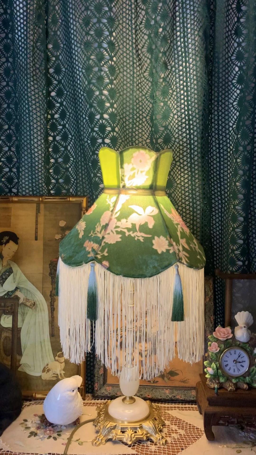 Pagoda Silk Lampshade with Floral Pattern