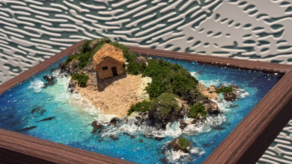 Handcrafted Miniature Island Diorama Wooden Frame