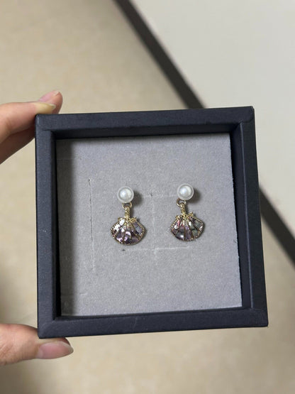 Holiday Beach Shell Pearl Earrings - Convertible to Pendant