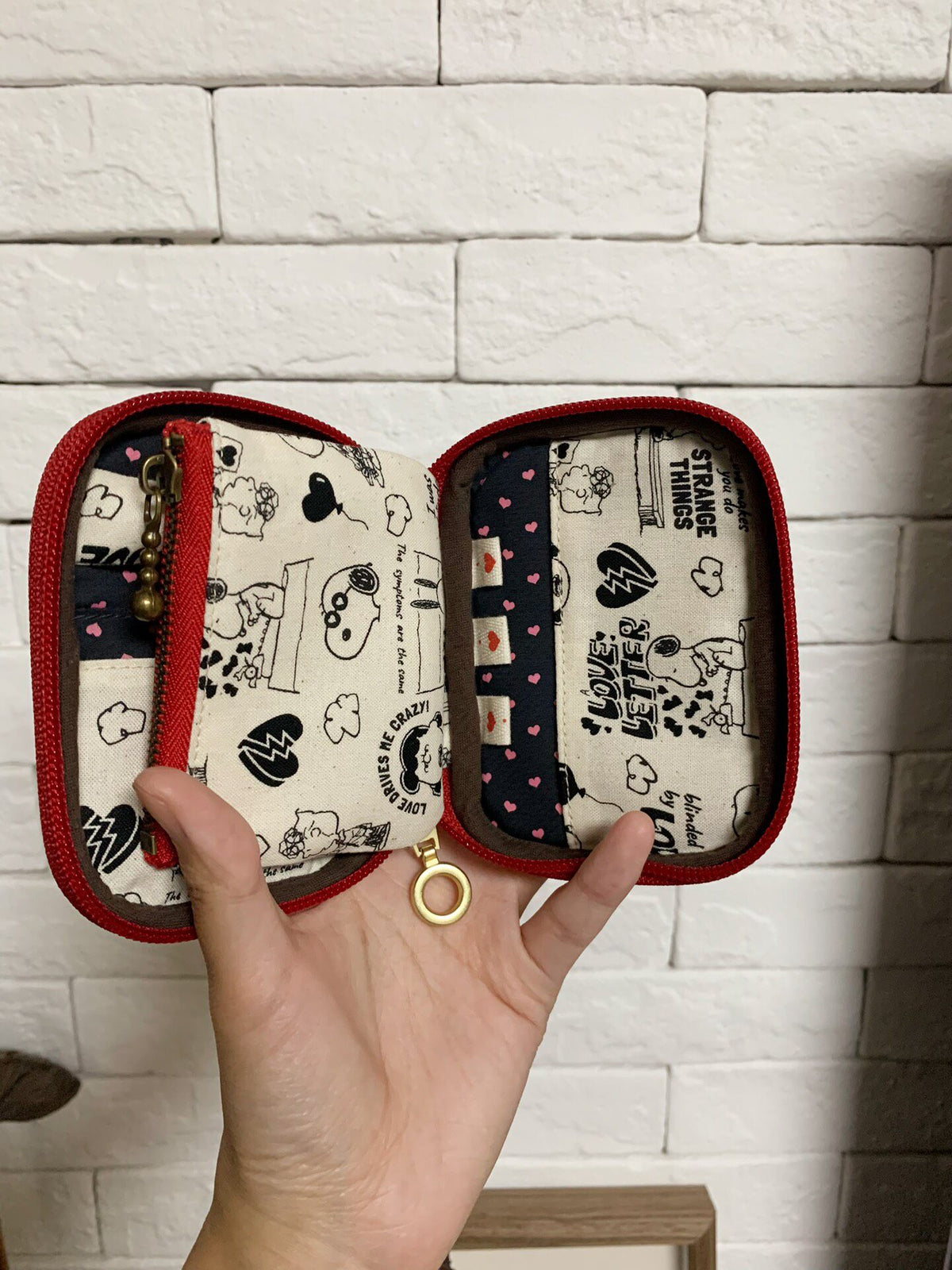 Snoopy Quilted Pouch with Removable Card Holder
