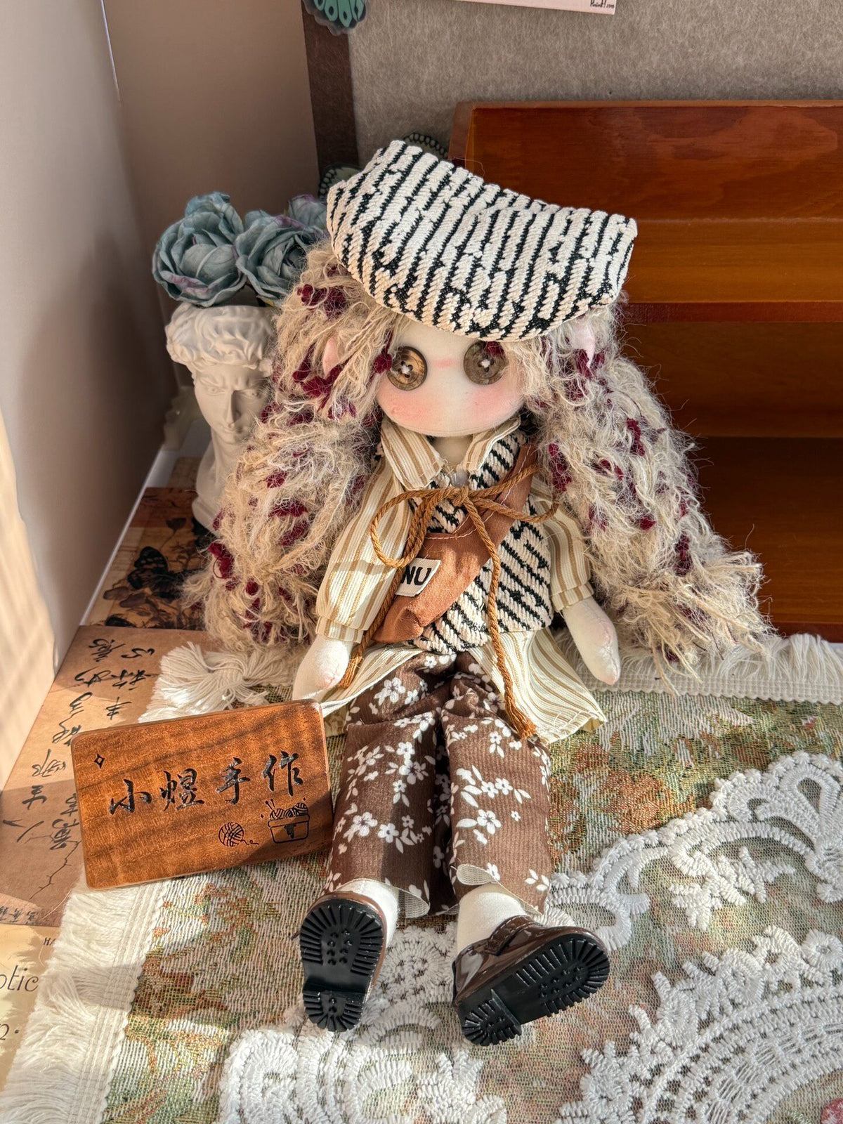 Button-Eyed Doll 30cm Handmade