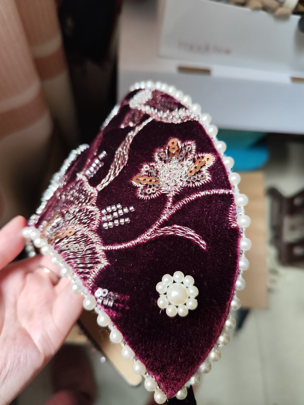Burgundy Velvet Lolita Crown Headband