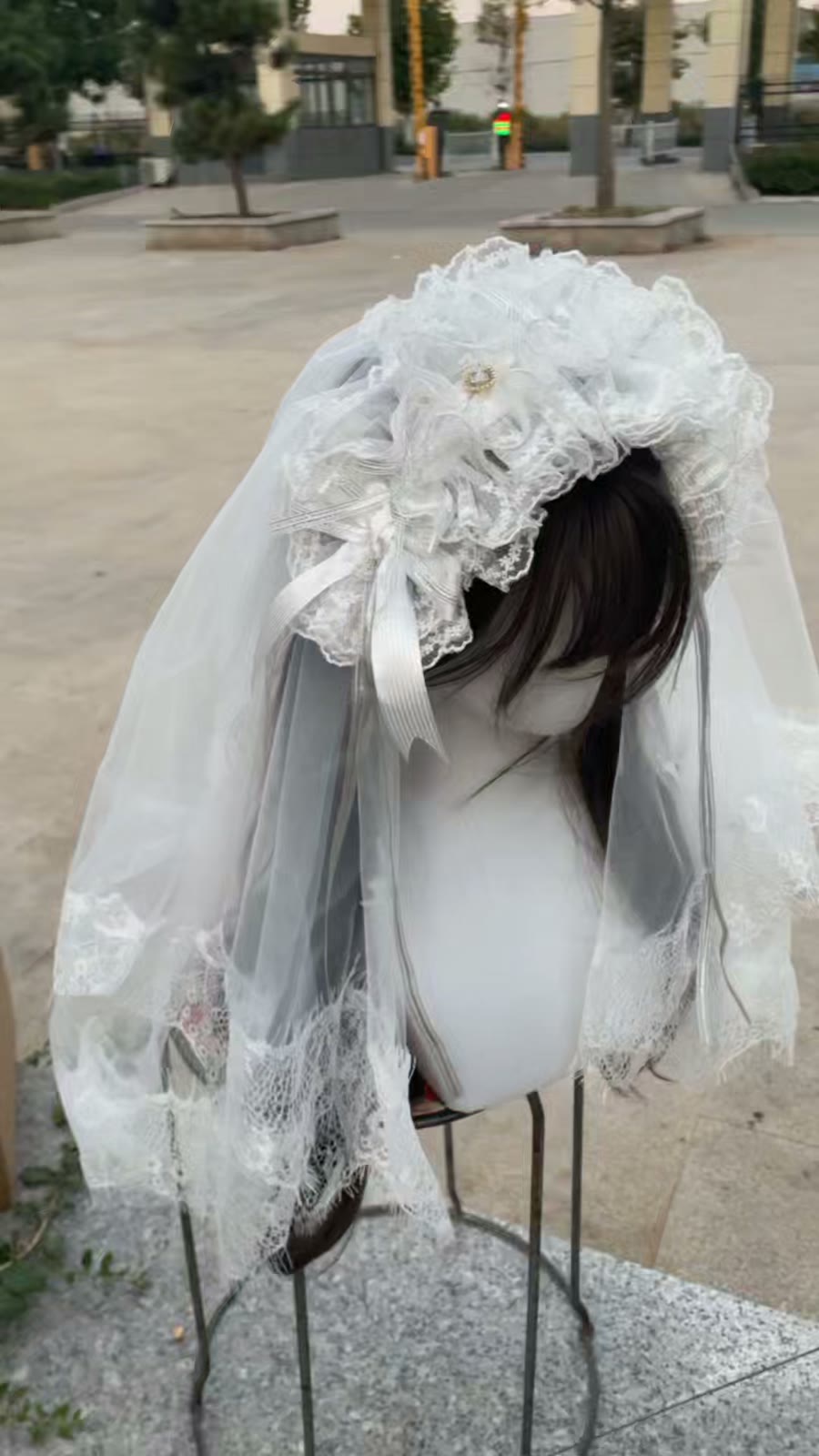 Adorno de Noiva Lolita em Renda e Tule Branco