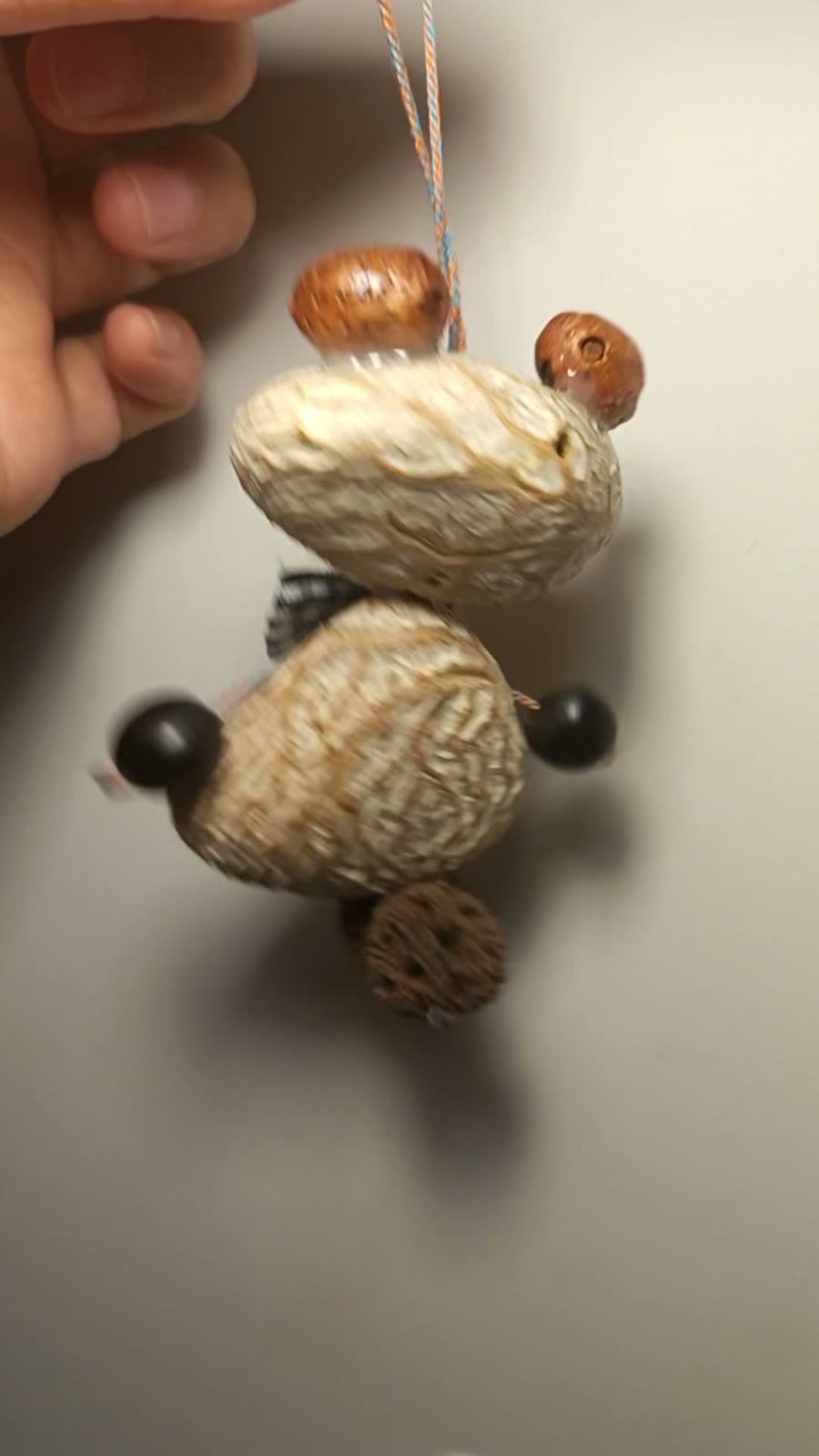 Peanut Shell Bear Bag Charm Rattle