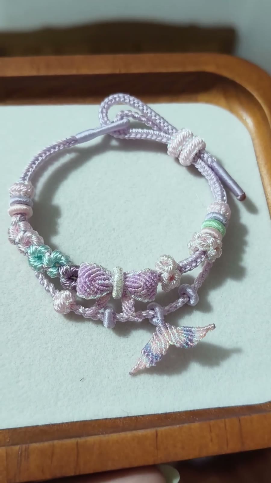 Hand Braided Cord Bracelet Pink Purple Gradient