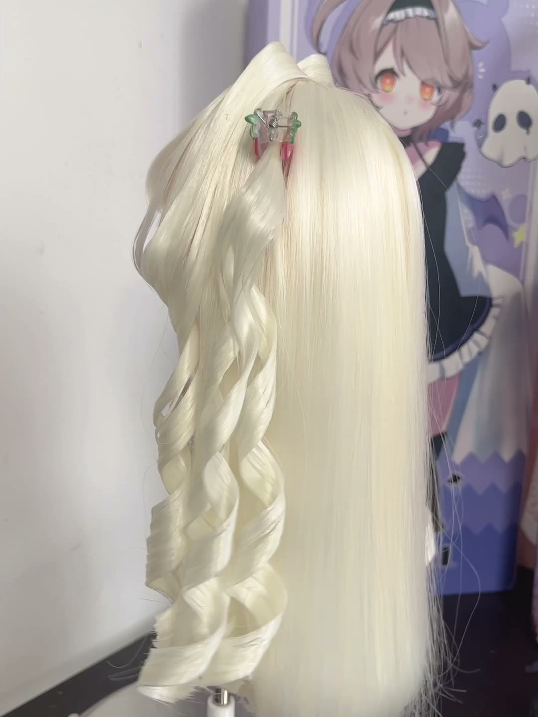 Cream Spiral Curl Doll Wig