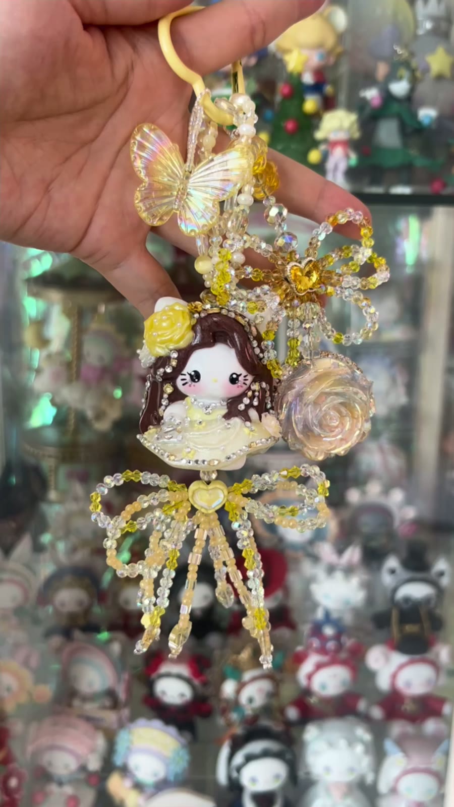 Belle Iridescent Rose Butterfly Phone Charm