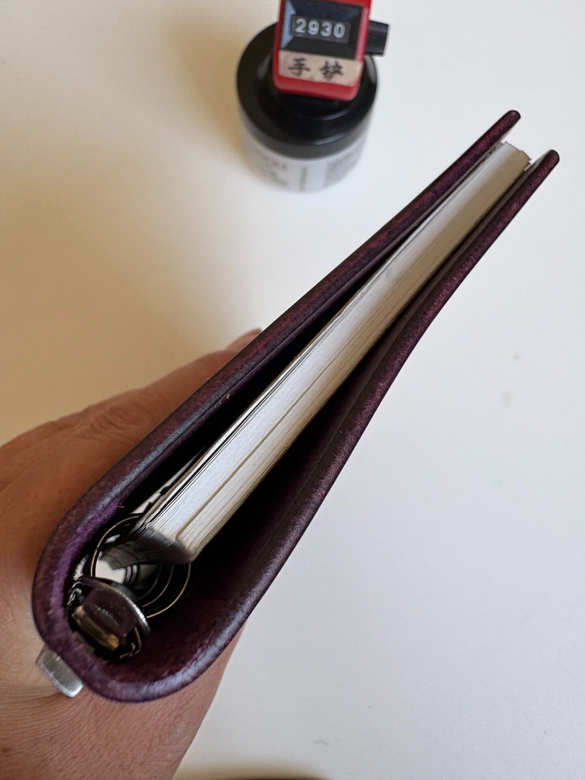 A6 Purple Leather 6-Ring Binder