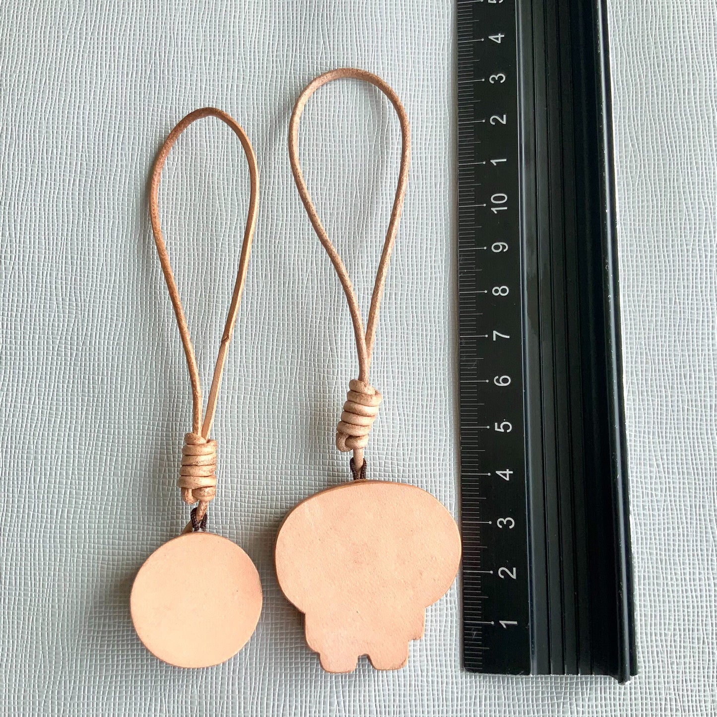 Hand-Painted Leather Charms: Bread Character & Moon Star Set