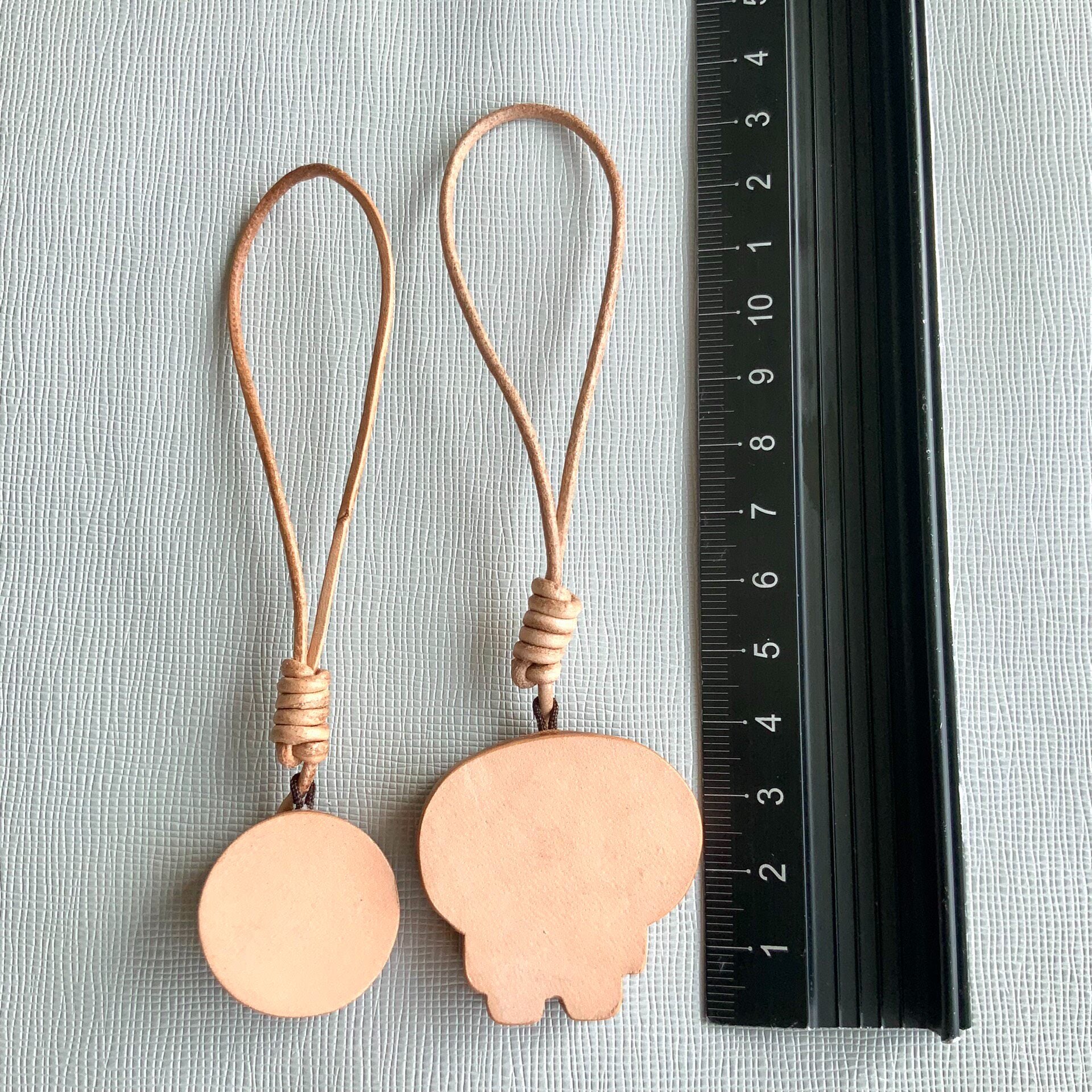 Hand-Painted Leather Charms: Bread Character & Moon Star Set