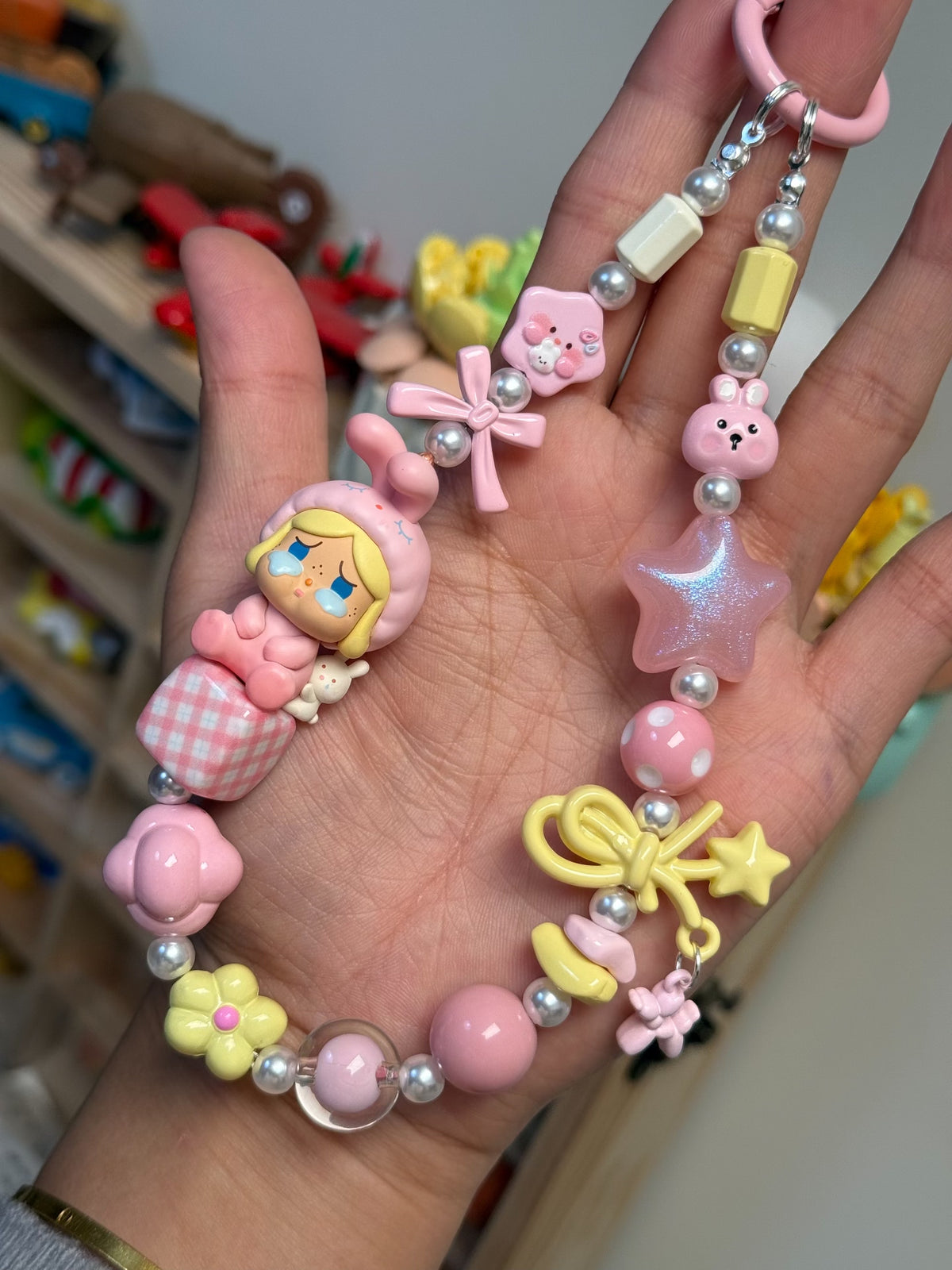 Crying Girl Beaded Phone Strap Charm