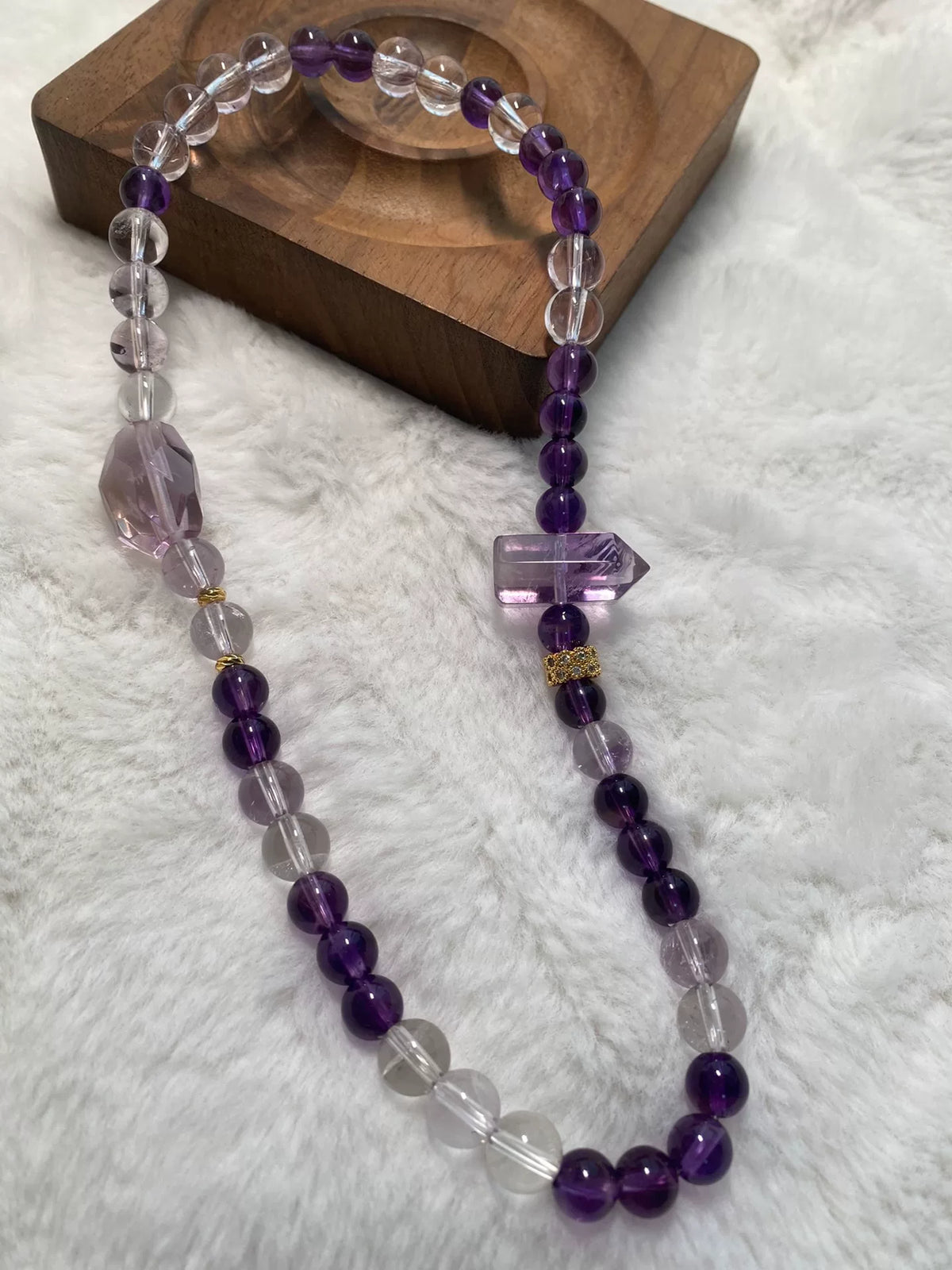Natural Amethyst Double Strand Stacked Bracelet