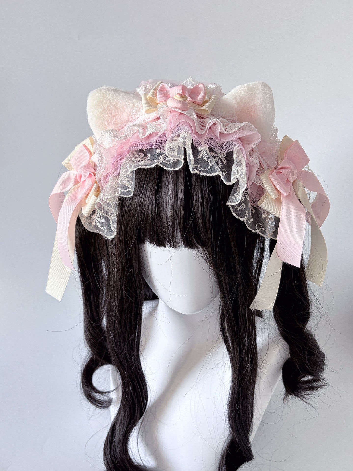 Pink Strawberry Cat Ear Lace Headband Lolita Hair Accessory