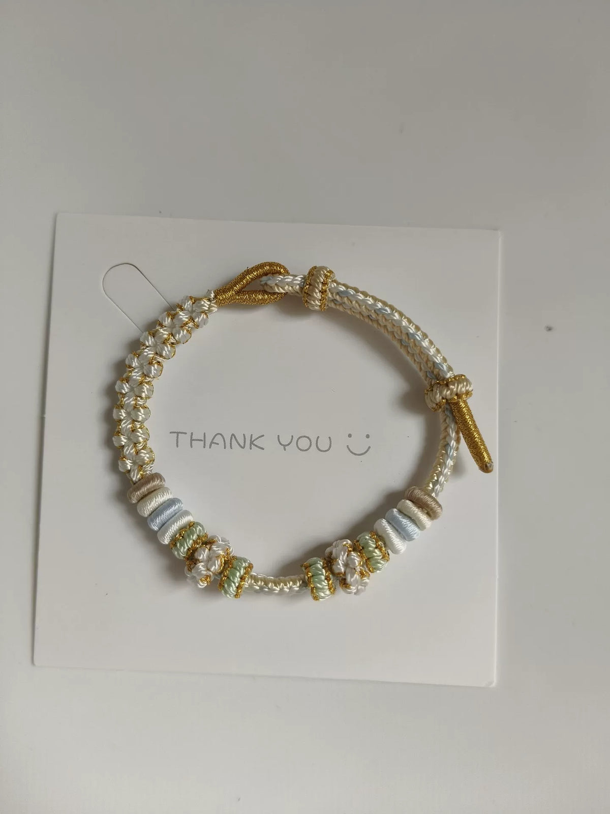 Bracelete Manual de Nó de Flor de Pêssego Trançado Ajustável