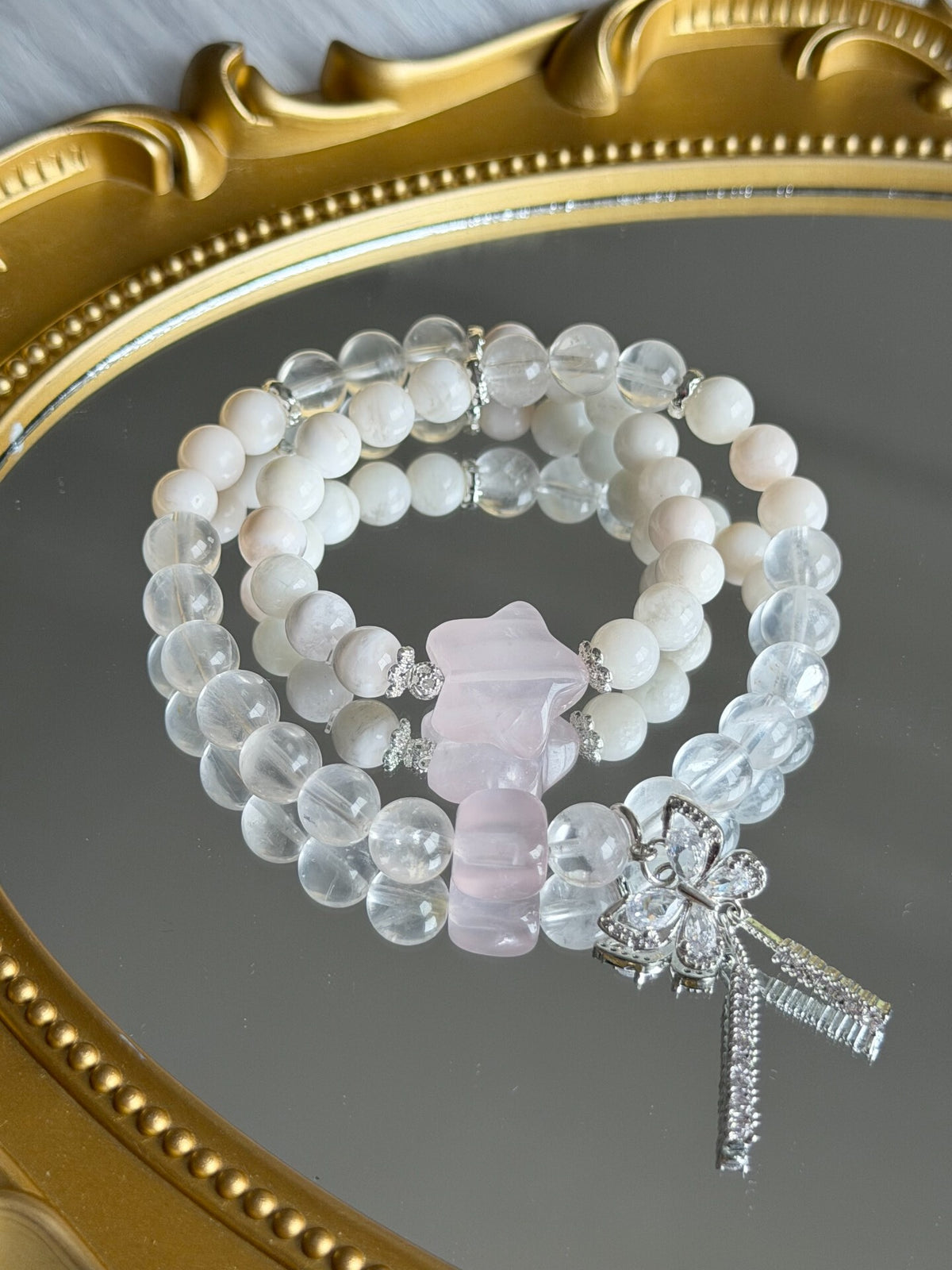 Snowflake Phantom Quartz Double Wrap Bracelet