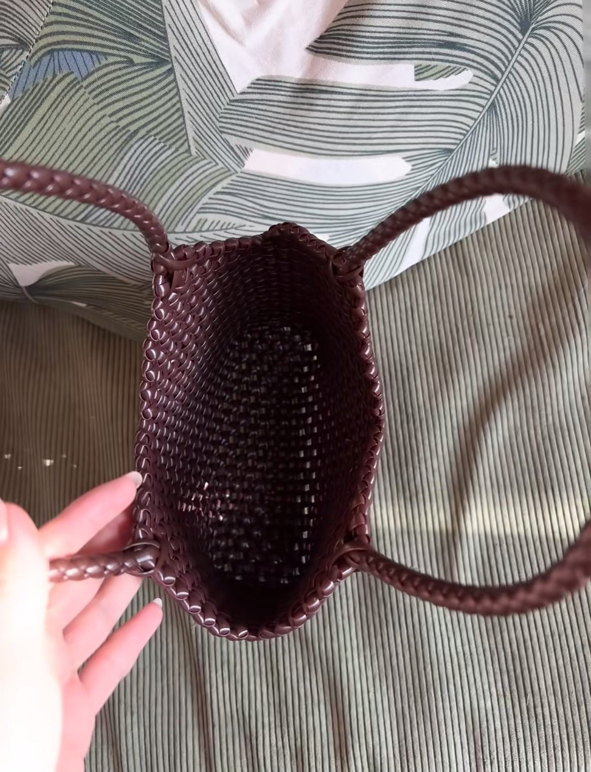 Irregular Woven Handbag Coffee Brown Medium Large