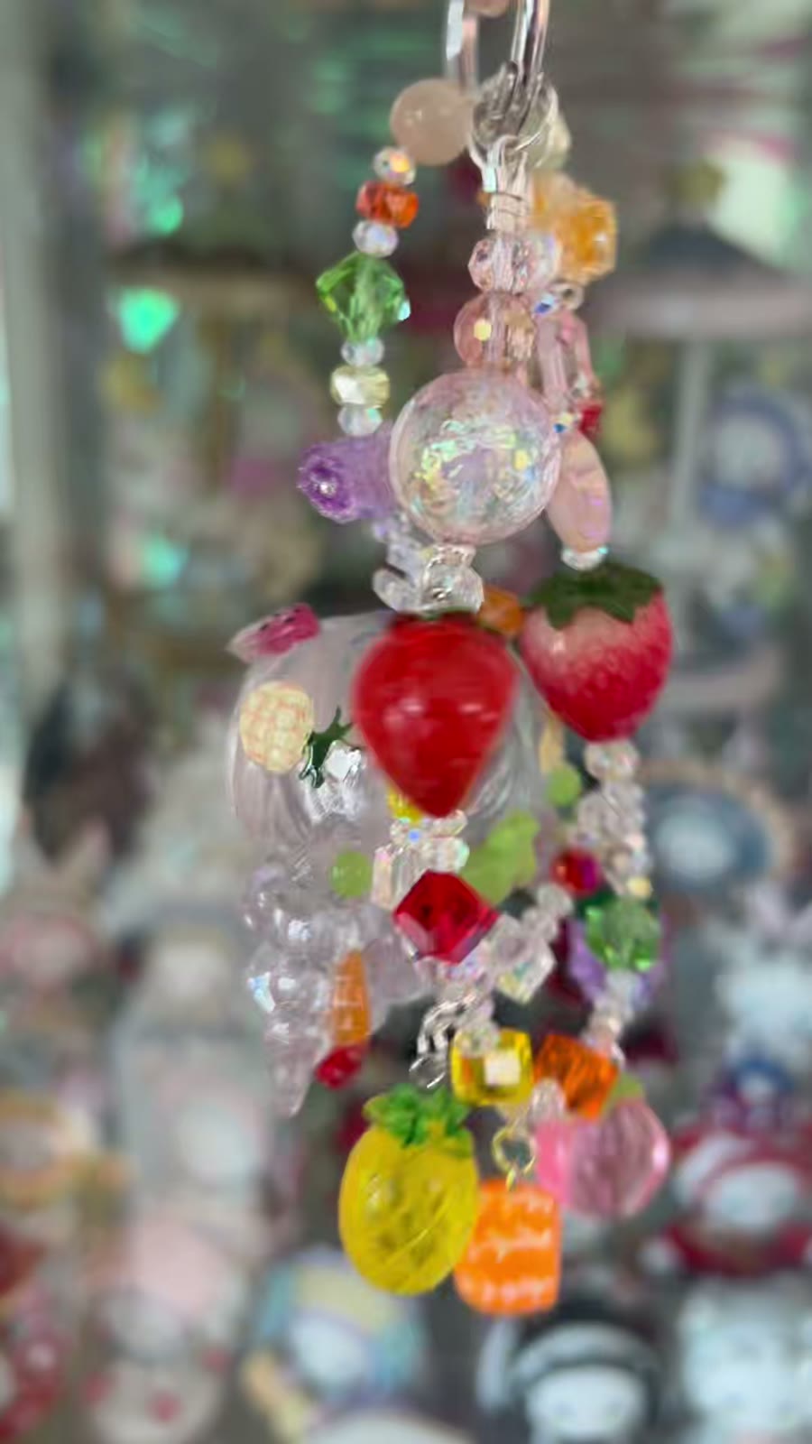 Handcrafted Beaded Phone Charm with Kitty Pendant