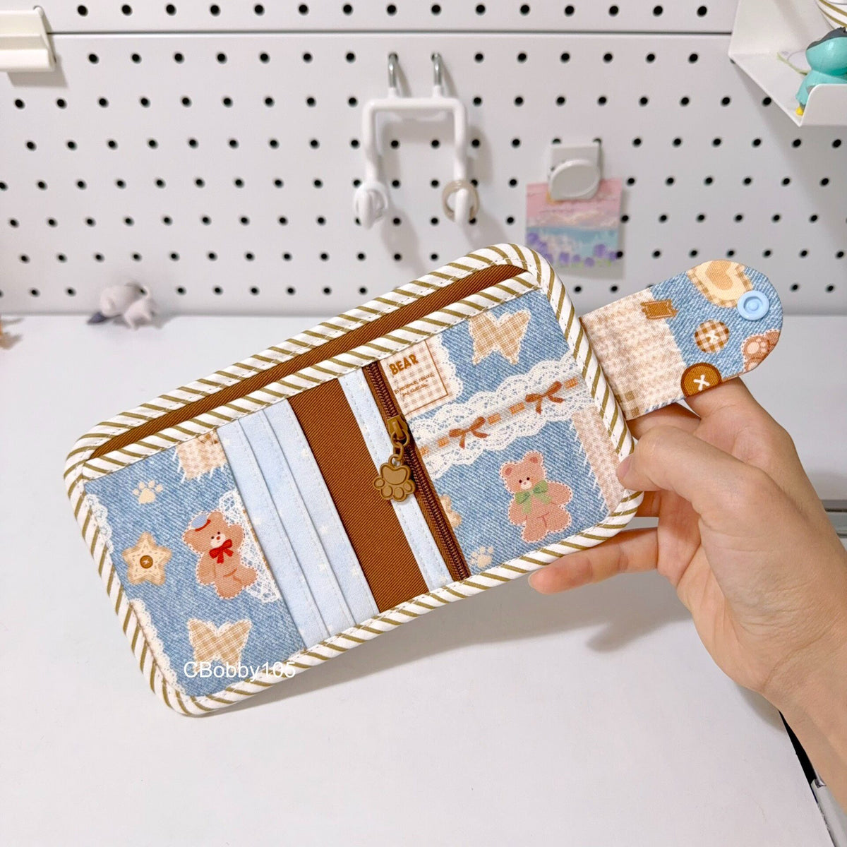 Teddy Bear Patchwork Fabric Wallet