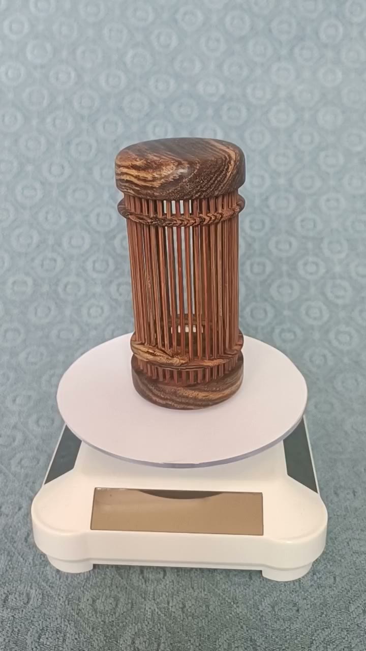 Small Round Bamboo Cricket Cage Sandalwood