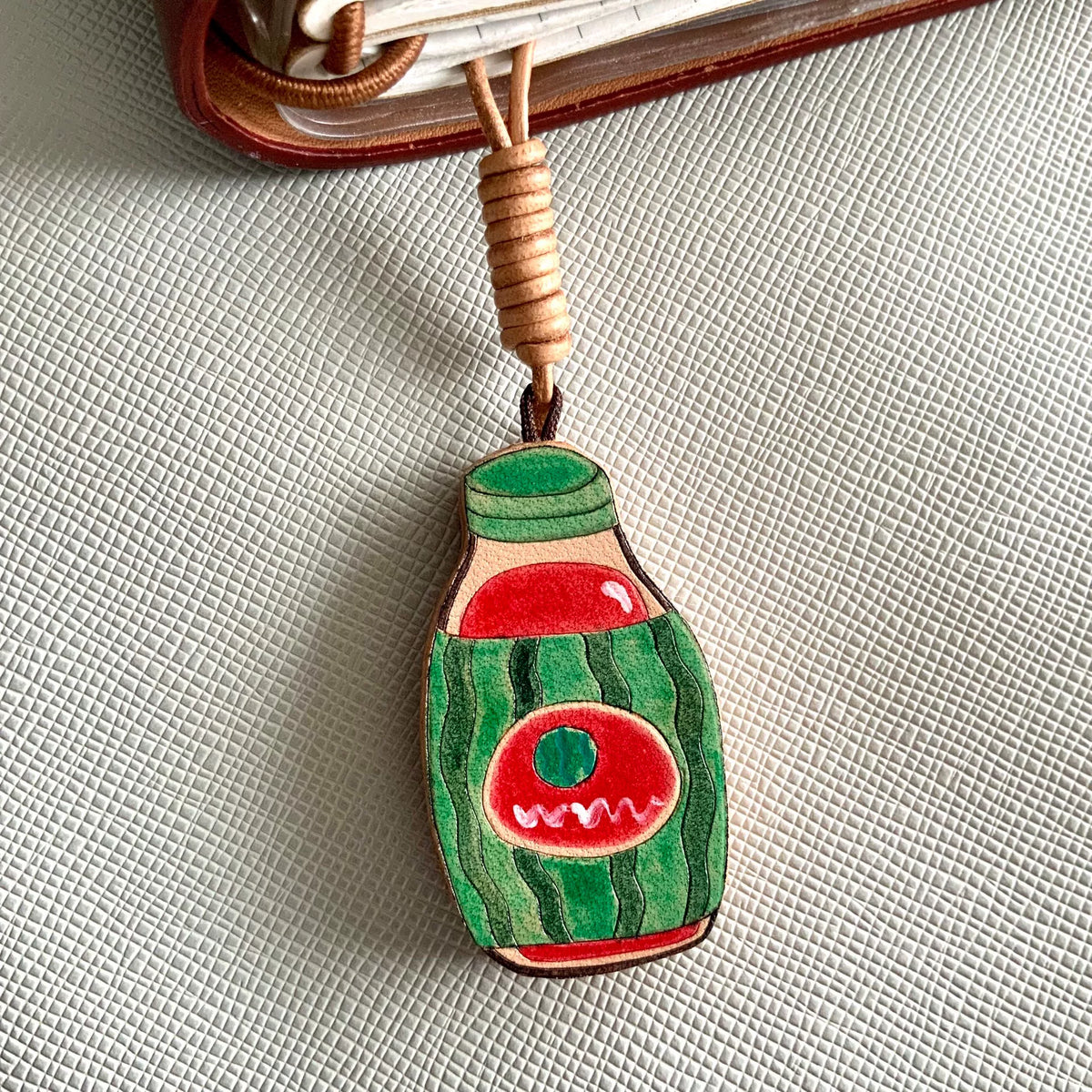 Handgemaakte Leren Watermeloen Charm