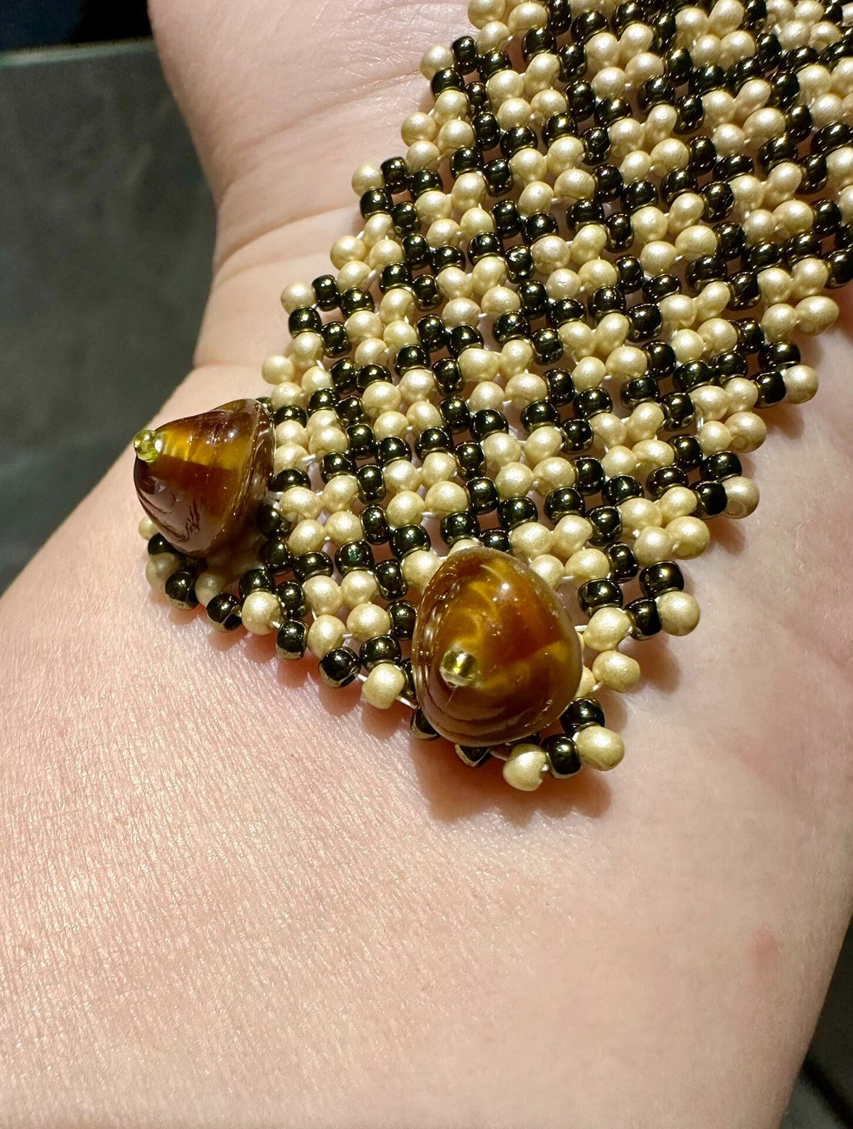 Seed Bead Bracelet Diagonal Grid Pattern