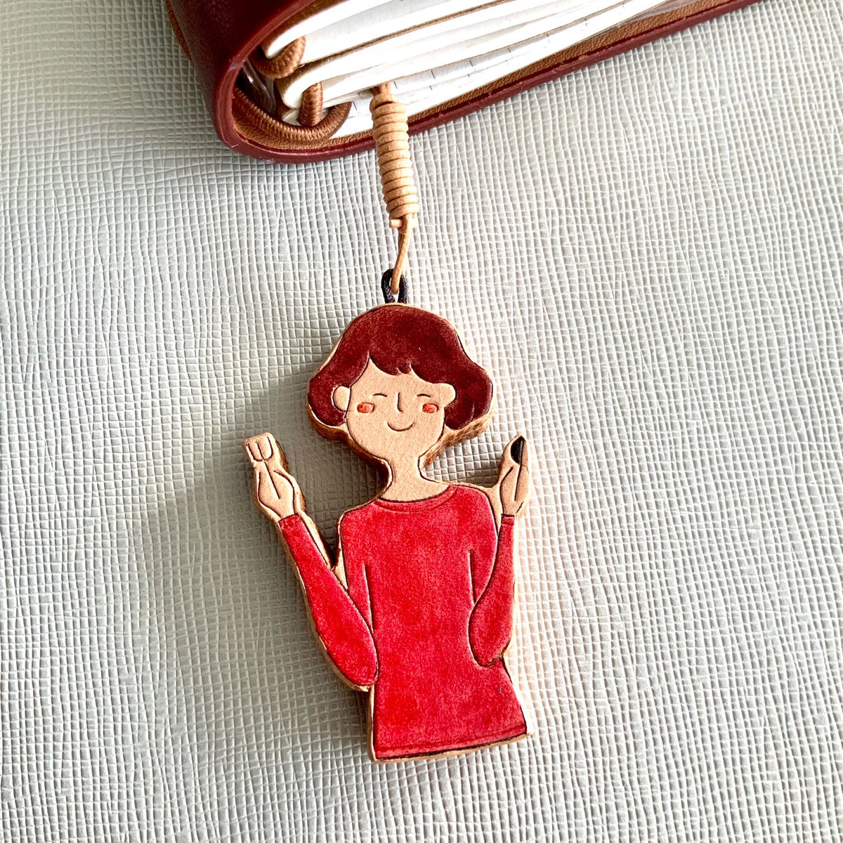 Handbeschilderde Leren Meisje en Watermelon Tascharms